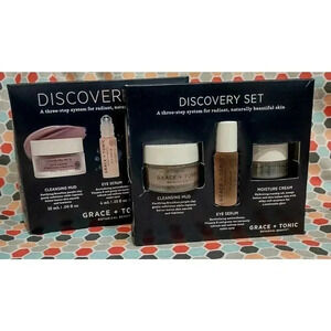Grace + Tonic Discovery Set 3-PC Cleansing Mud, Moisture Cream, Eye Serum, BOX!!